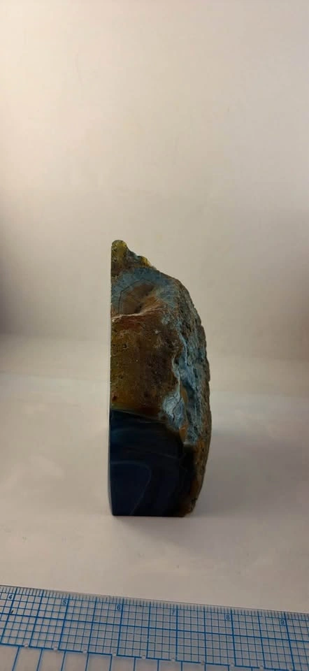 Vintage Polished Blue Agate Geode Bookend / Display Specimen - photo 3