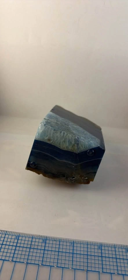 Vintage Polished Blue Agate Geode Bookend / Display Specimen - photo 4