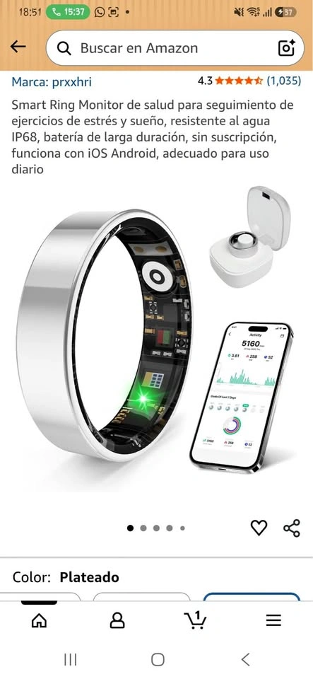Smart Ring Health Fitness Tracker IP68 Silver