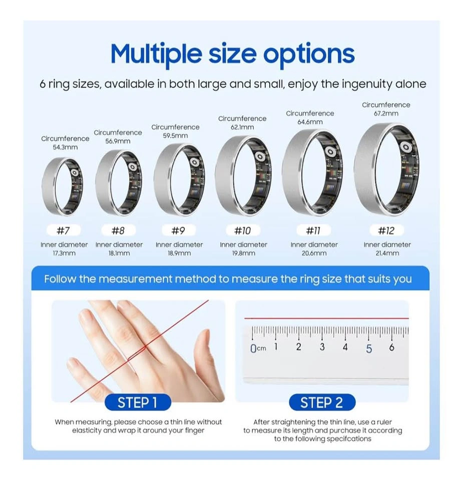 Smart Ring Health Fitness Tracker IP68 Silver - photo 4
