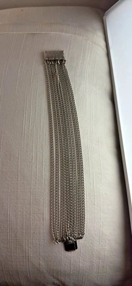 Vintage Multi-Strand Silver-Tone Curb Chain Bracelet
