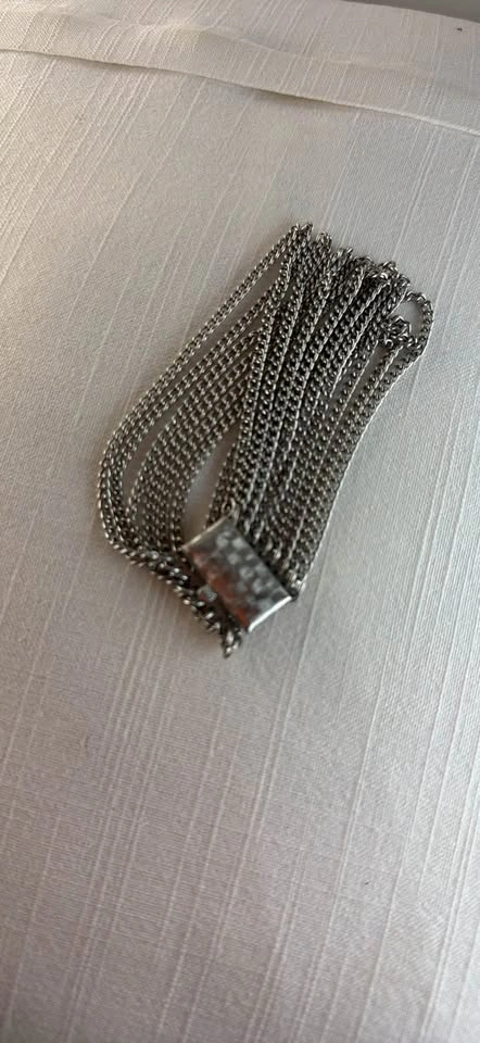 Vintage Multi-Strand Silver-Tone Curb Chain Bracelet - photo 2