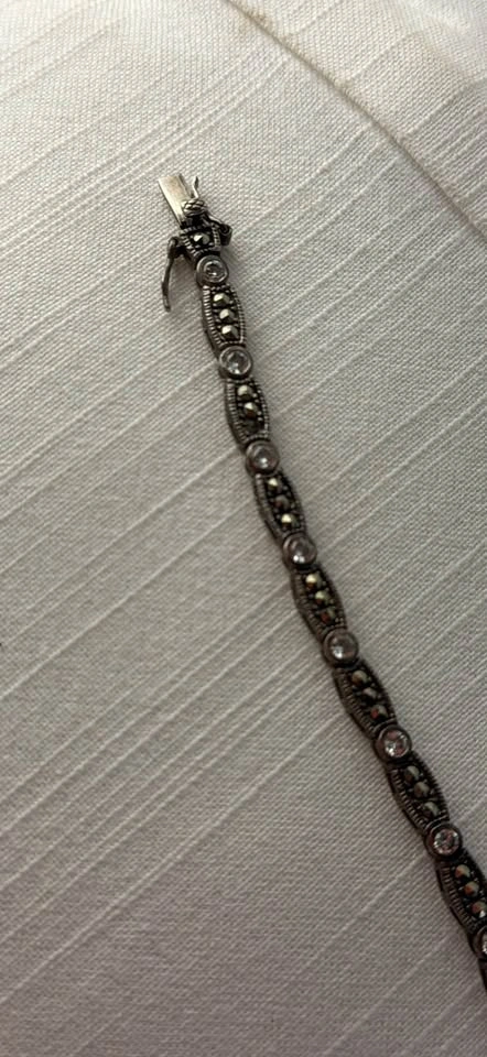 Vintage Sunstone Imports Sterling Silver Marcasite & CZ Bracelet - photo 2