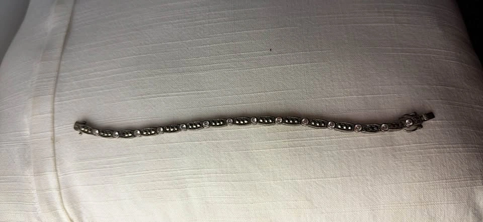 Vintage Sunstone Imports Sterling Silver Marcasite & CZ Bracelet - photo 3