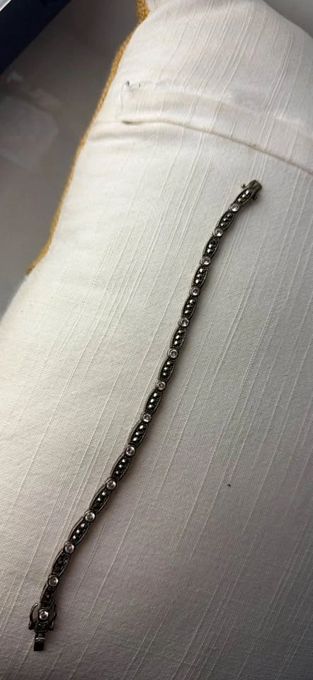 Vintage Sunstone Imports Sterling Silver Marcasite & CZ Bracelet - photo 4