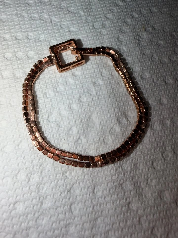 Rose gold tone double row rhinestone tennis bracelet - photo 2