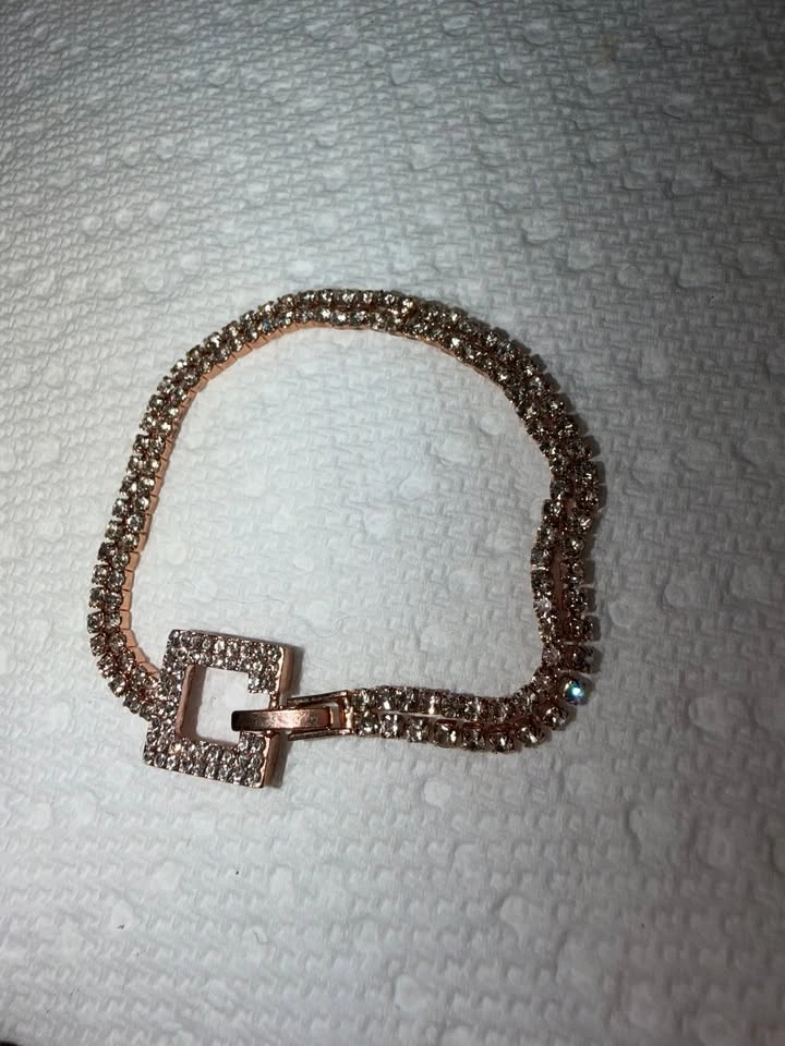 Rose gold tone double row rhinestone tennis bracelet - photo 3