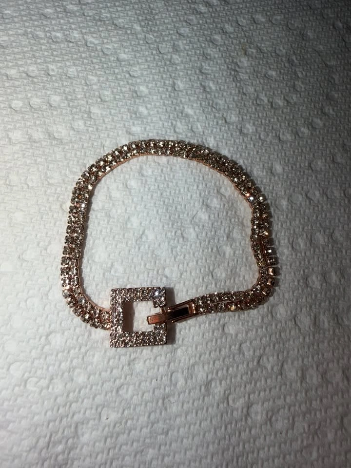Rose gold tone double row rhinestone tennis bracelet - photo 4