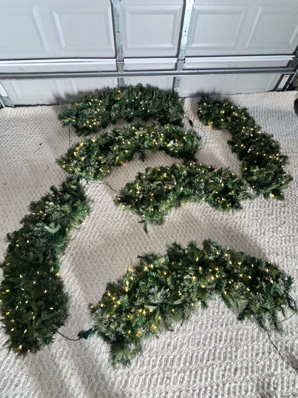 Commercial-Grade Pre-Lit Christmas Garlands (Set of 7)