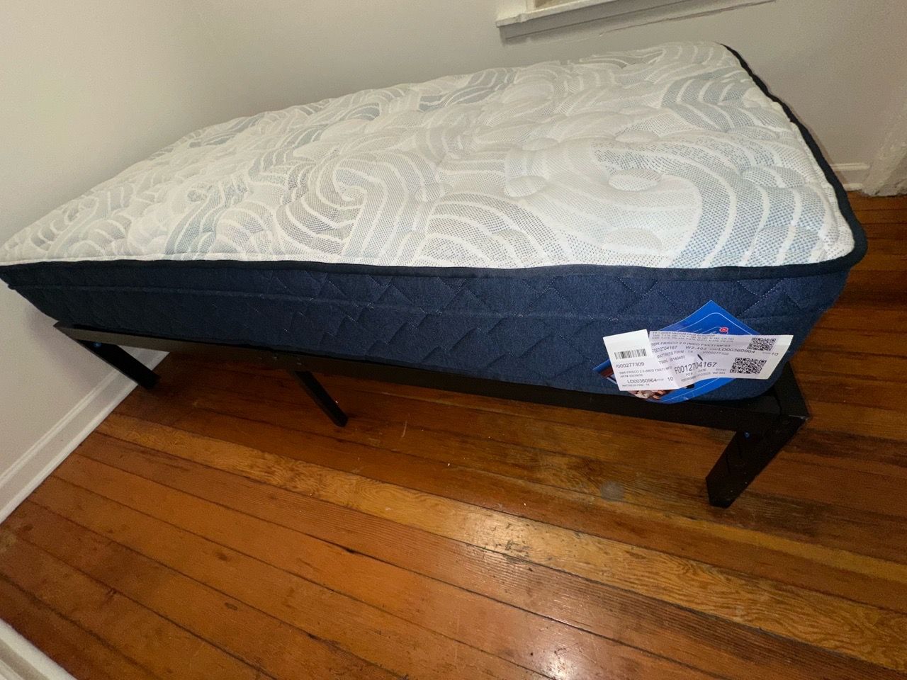 Sealy Frisco Medium Euro Pillow Twin Mattress and Bed Frame