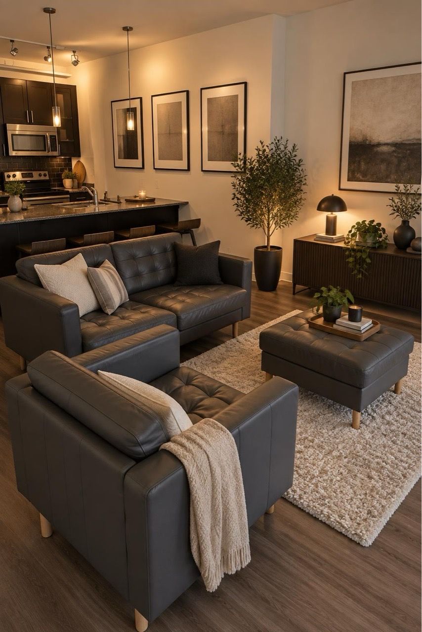 IKEA MORABO Leather Set – Loveseat, Armchair & Ottoman