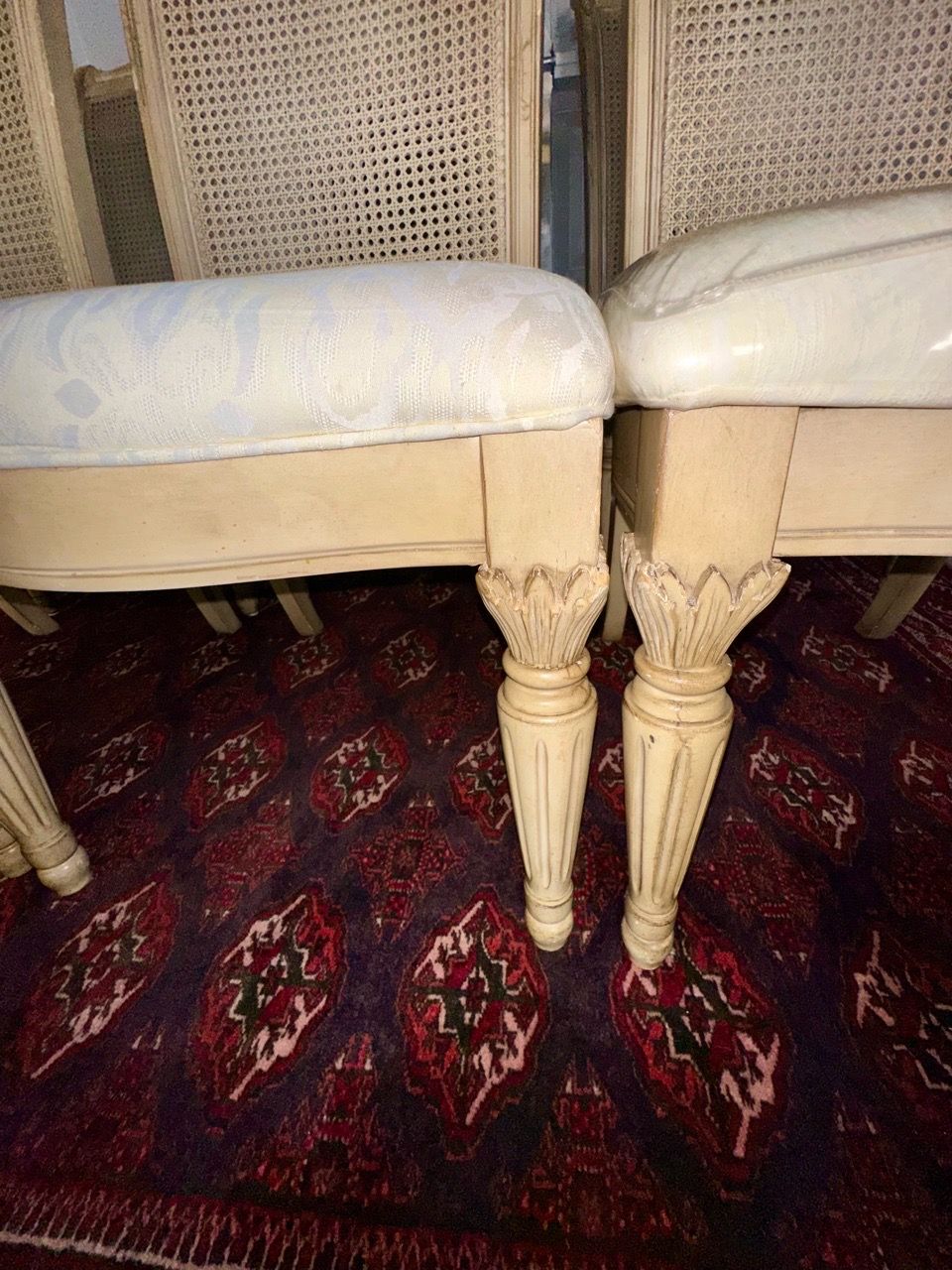 Set of 6 Vintage Louis XVI Style Painted Wood & Double-Cane Dini - photo 3