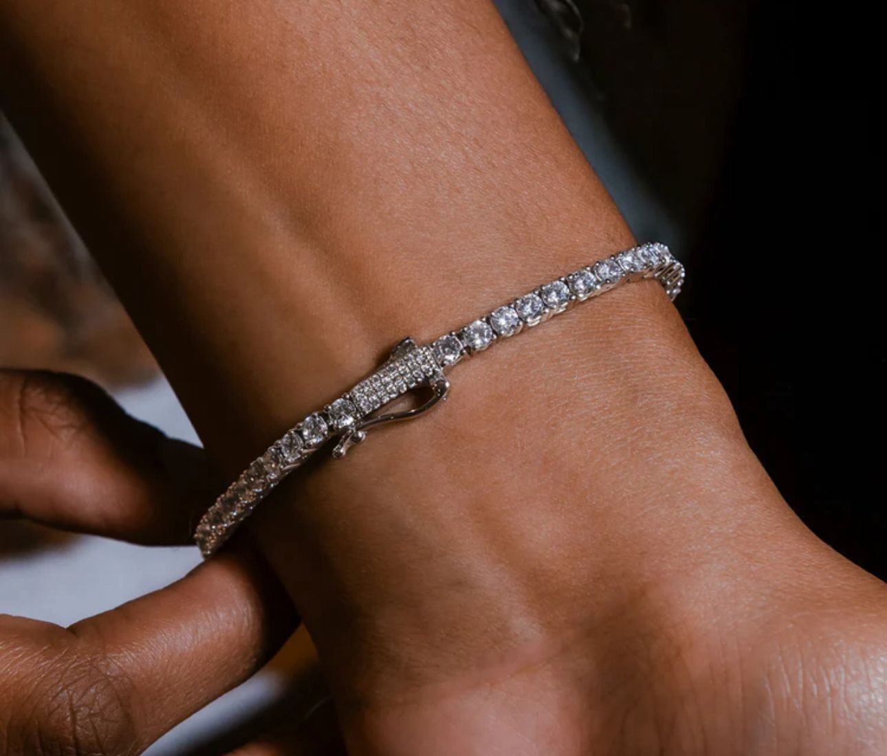 Cross Tennis Bracelet 14k White Gold Plated with CZ stones