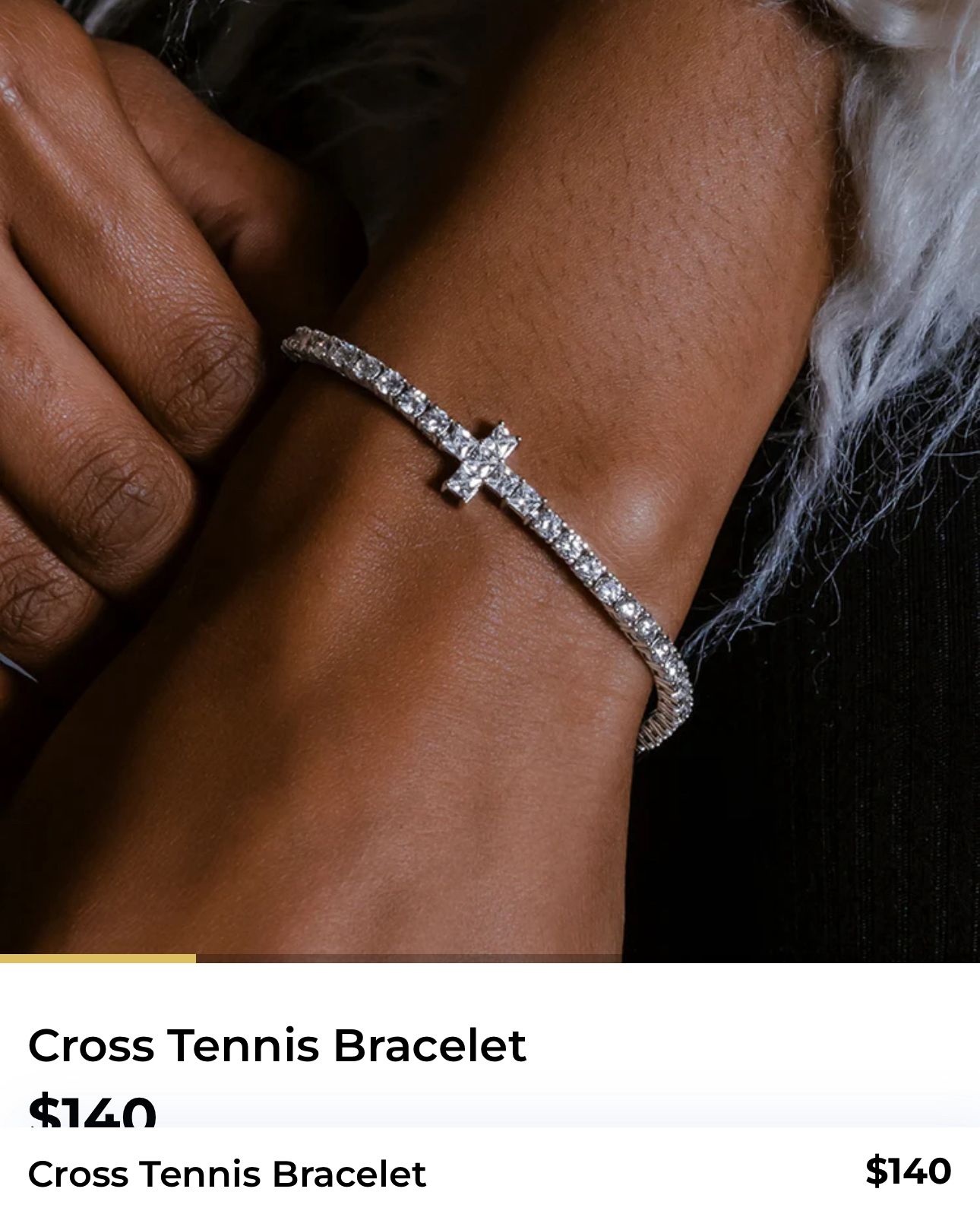 Cross Tennis Bracelet 14k White Gold Plated with CZ stones - photo 4