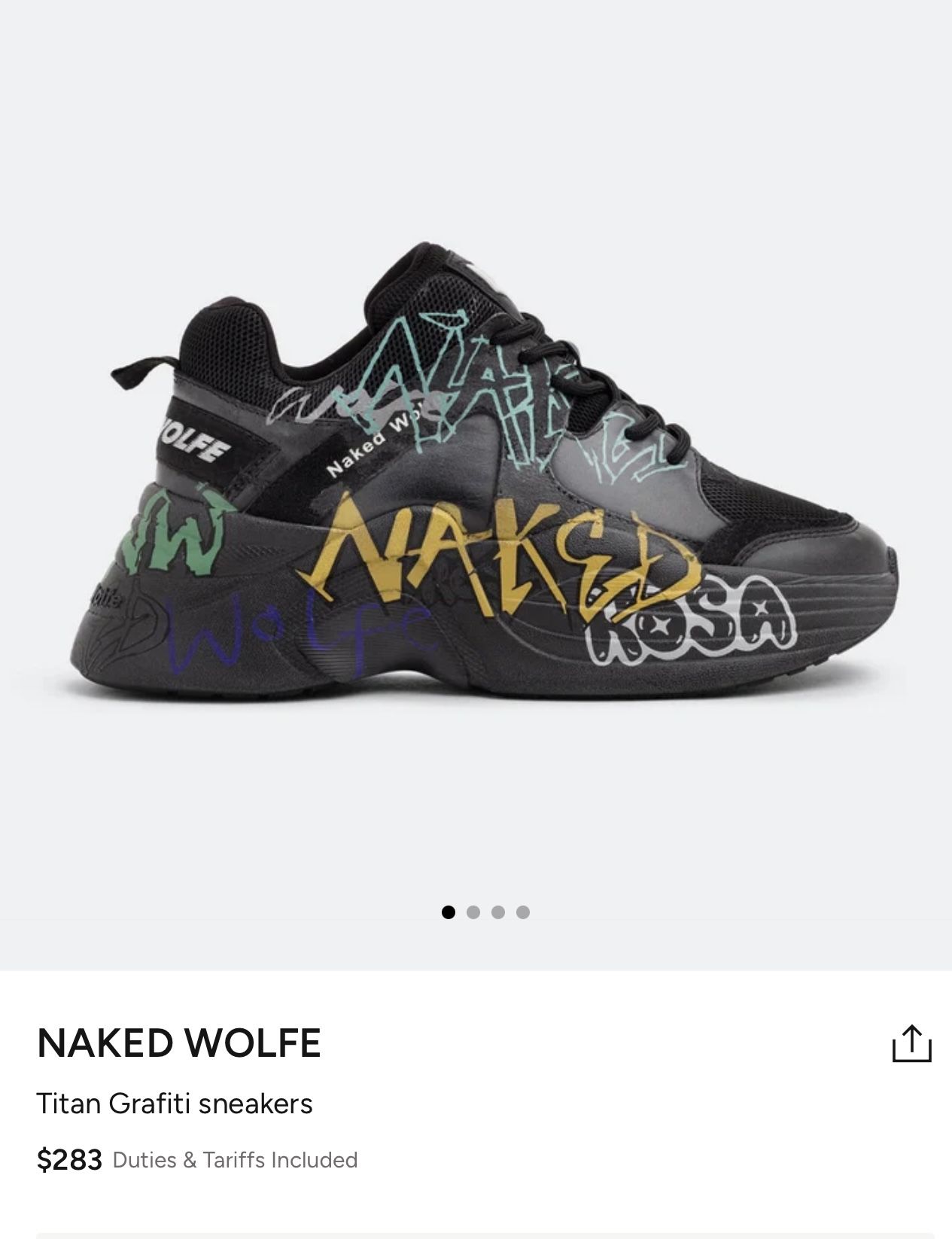 NakedWolfe Titan Graffiti Sneakers Black/Multi Men Size US 10 - photo 2