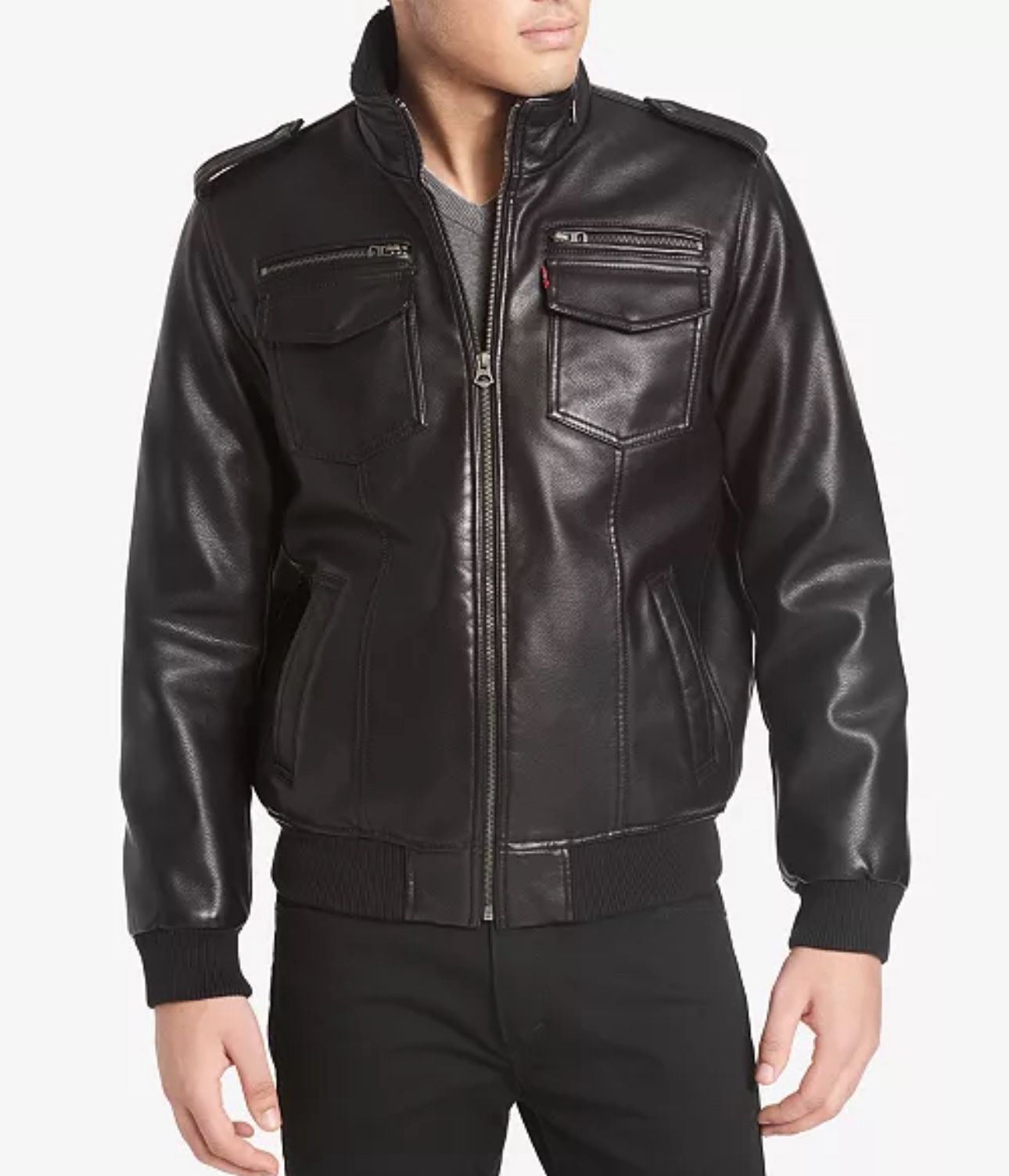 NEW WITH TAGS Men's Sherpa Lined Faux Leather Aviator Bomber - photo 2