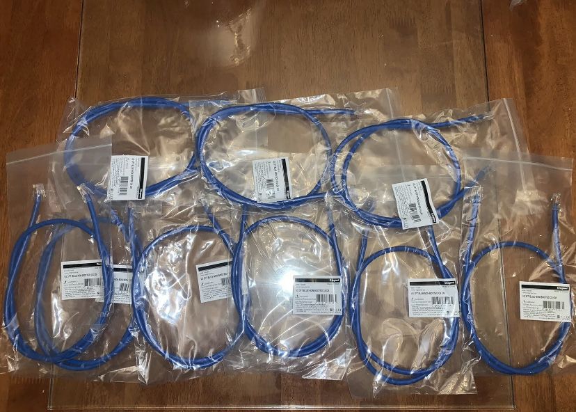 legrand VS 3ft blue non booted c6 CM lot of 9