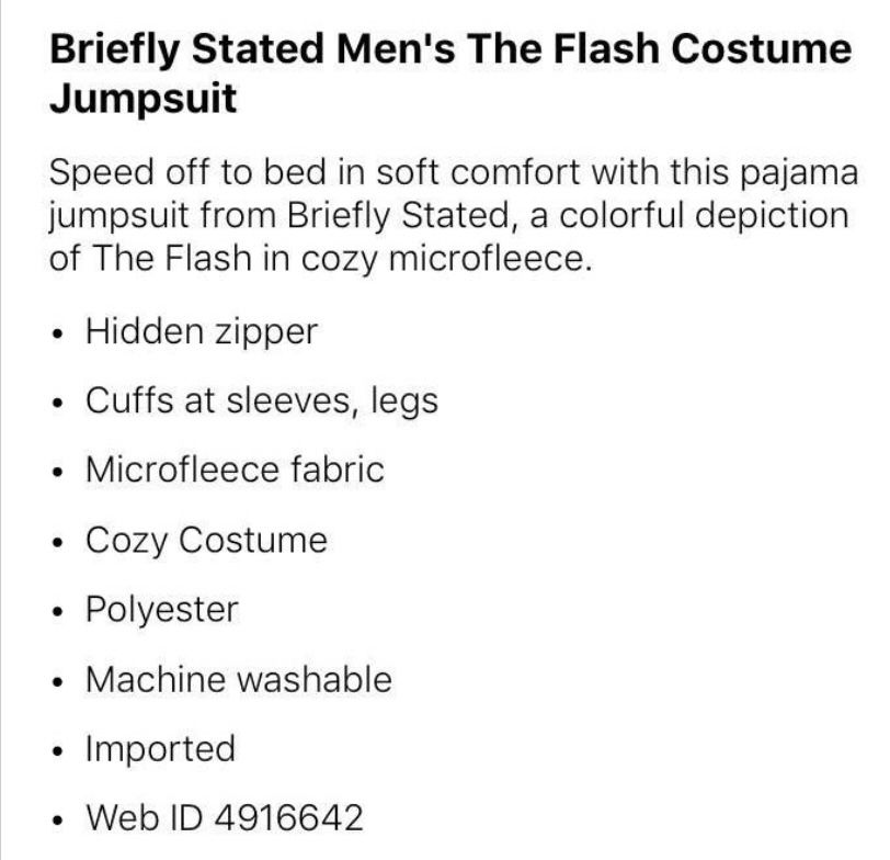 NWT The Flash Costume Jumpsuit Mens Medium New - photo 4