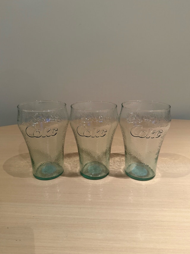 Set of 3 Coca-Cola Textured Glass Tumblers