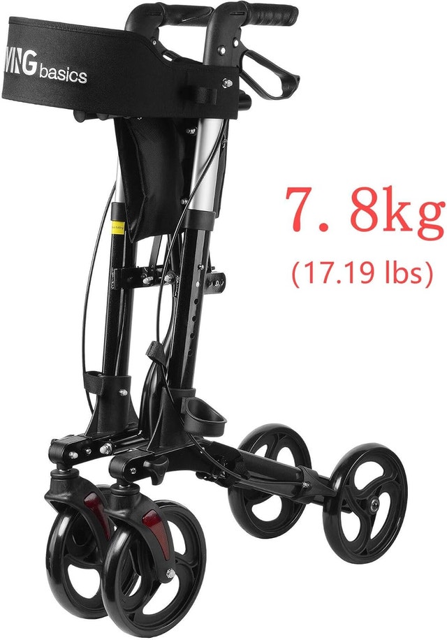 2 in 1 Foldable Aluminum Alloy Rollator Walker Seat and Storage - photo 3