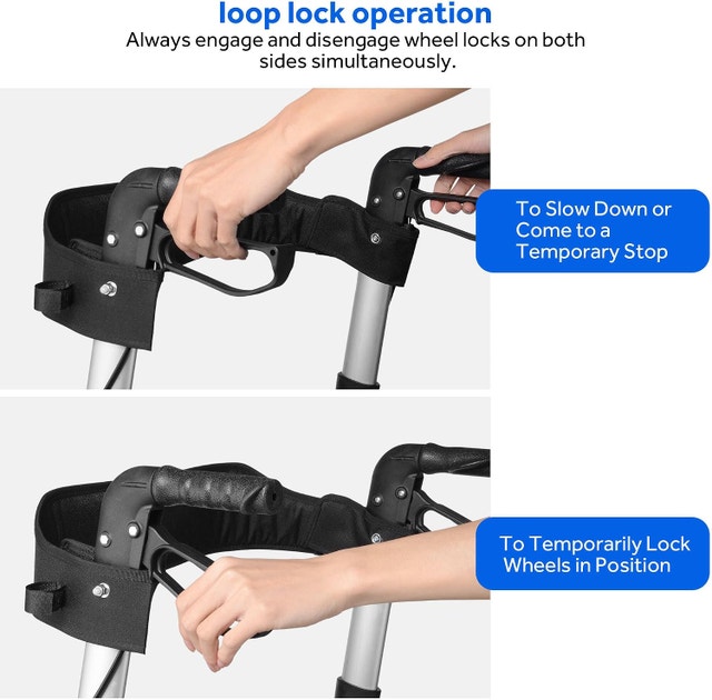 2 in 1 Foldable Aluminum Alloy Rollator Walker Seat and Storage - photo 5