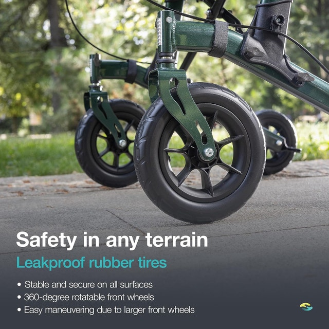 Helavo Foldable Upright Walker with Seat, All-Terrain Tires - photo 3
