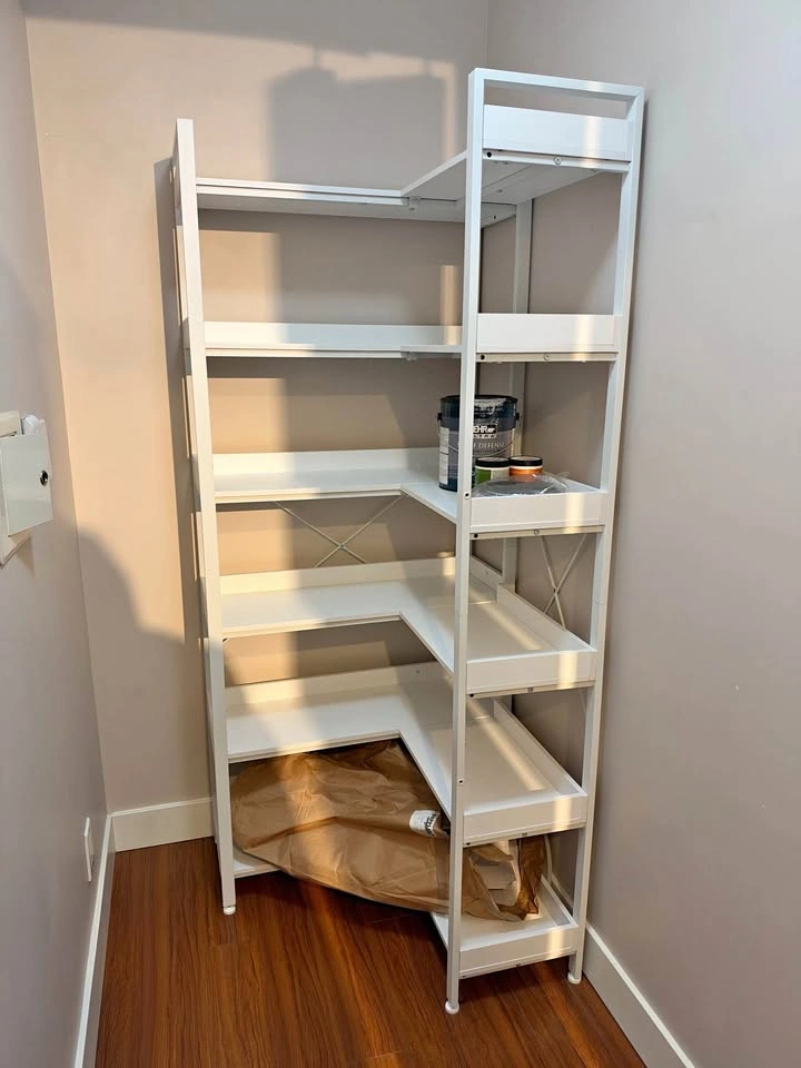 MOVING SALE White L-shaped shelf unit