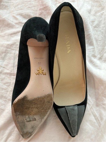 Prada Black & Grey Suede Pumps - Size IT 39 / US 8 - photo 2