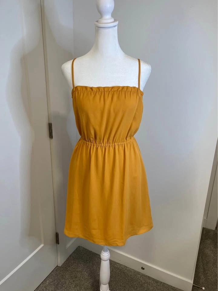SUNDAY BEST Mustard Coloured Spaghetti Strap Dress - Size S