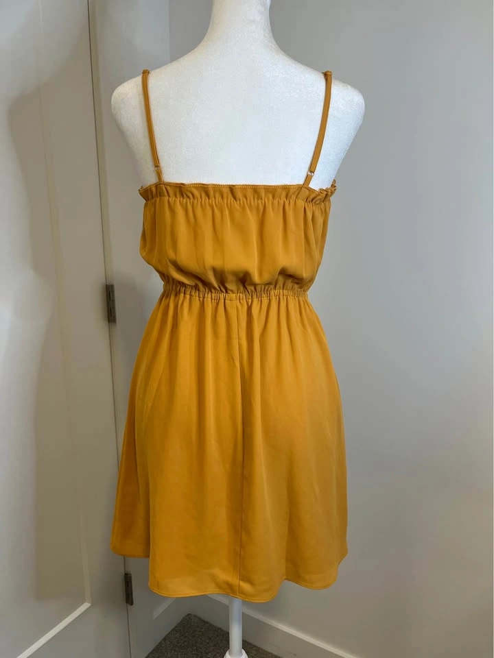 SUNDAY BEST Mustard Coloured Spaghetti Strap Dress - Size S - photo 3