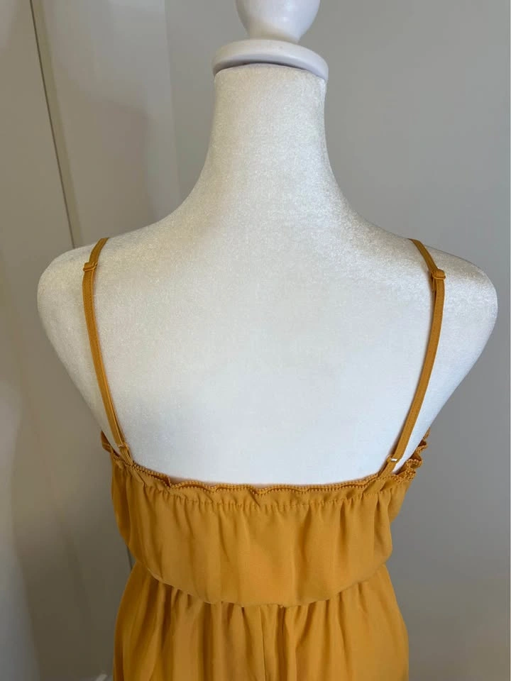 SUNDAY BEST Mustard Coloured Spaghetti Strap Dress - Size S - photo 4