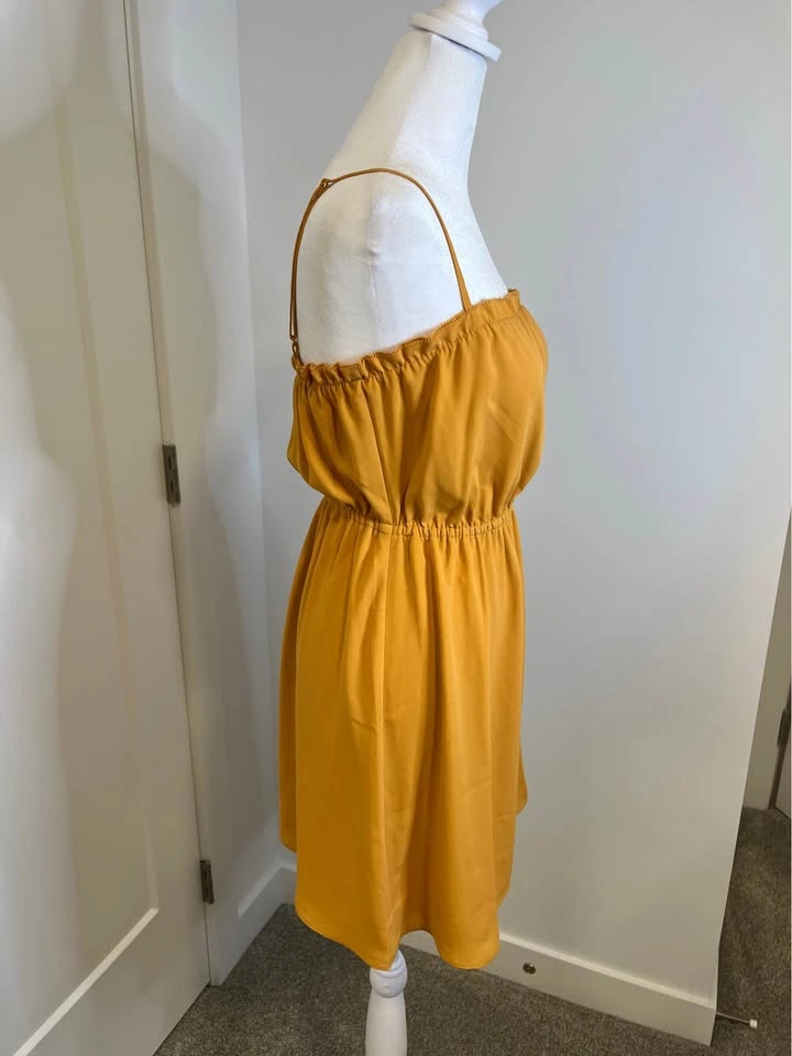 SUNDAY BEST Mustard Coloured Spaghetti Strap Dress - Size S - photo 5