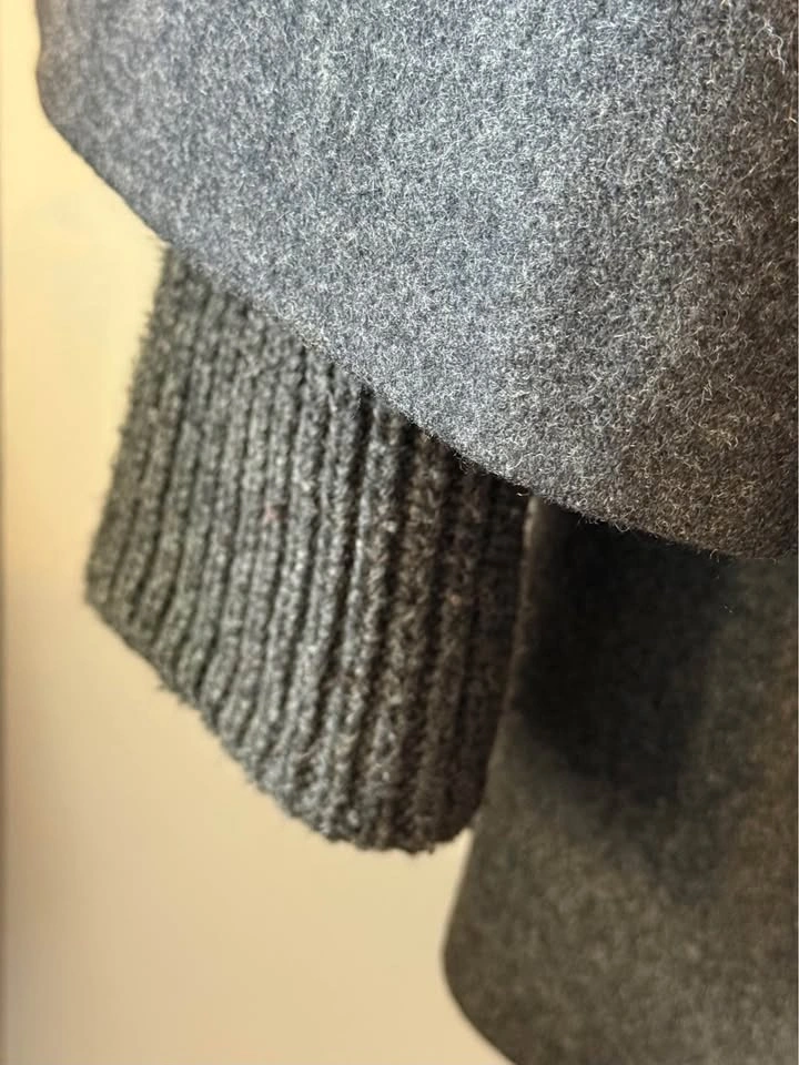 Two-Tone Wool Blend Coat with Statement Collar(Size M) - photo 3