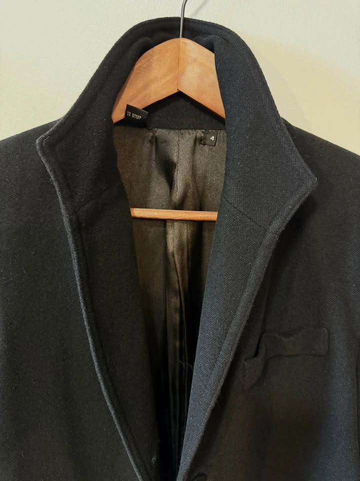 Sleek Premium 88% Wool Long Coat in Black-Woman Size 4/Small - photo 2