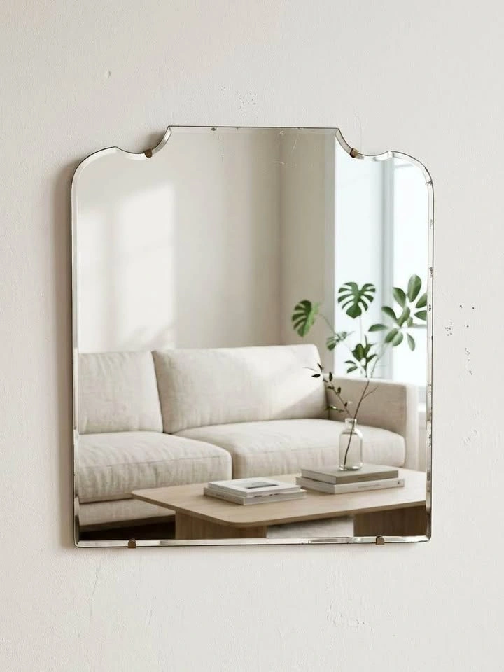 Vintage Scalloped Beveled Wall Mirror