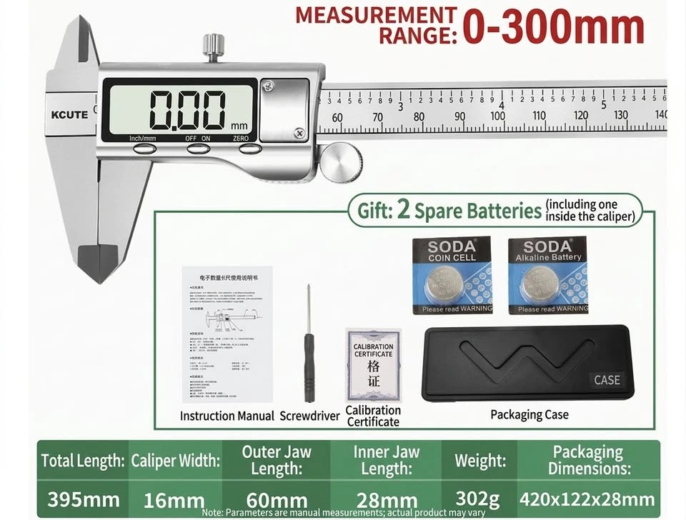 Electronic Digital Caliper 0-300mm 0.01mm Stainless Steel - photo 2