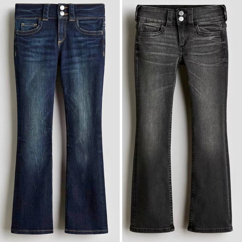 H&M Denim Bootcut Jeans in Black and Dark Blue