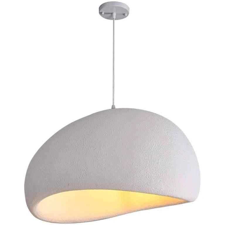 Modern Textured White Pendant Light – Wabi-Sabi / Japandi Style