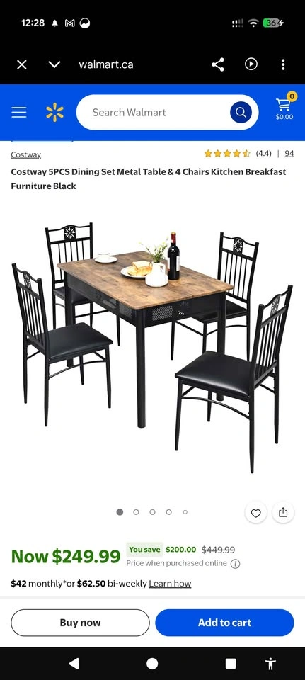 Dining Table Set with 4 Chairs – Rustic Wood Top & Black Metal F - photo 2