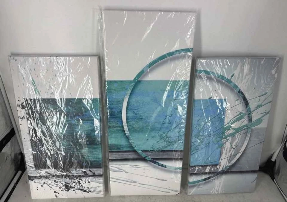 NEW 5-Piece Turquoise Abstract Canvas Wall Art – 60" x 30" - photo 3