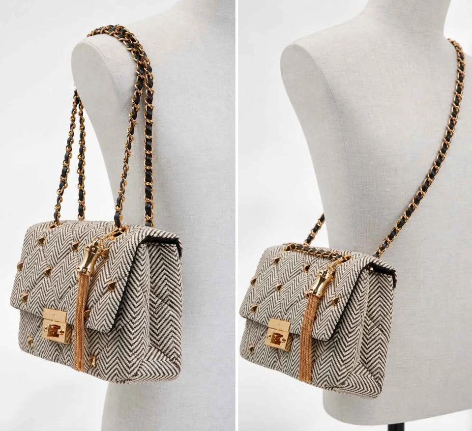 Aldo Oceri Quilted Bag – Studded Chevron, Gold Chain | Like New - photo 4