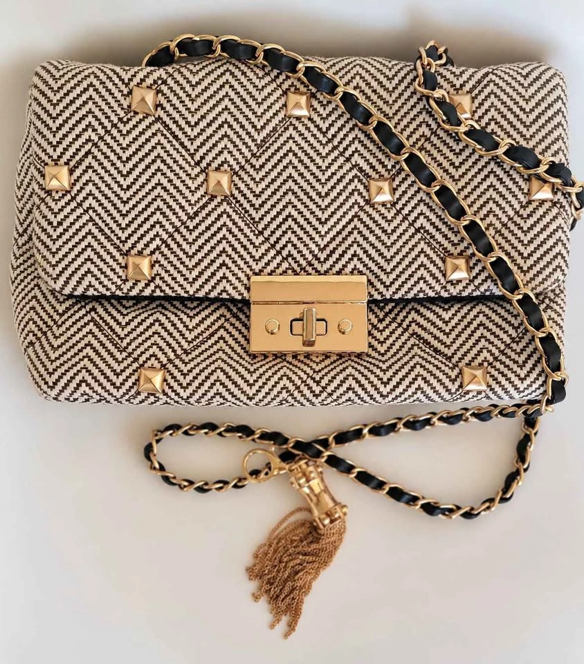 Aldo Oceri Quilted Bag – Studded Chevron, Gold Chain | Like New - photo 5