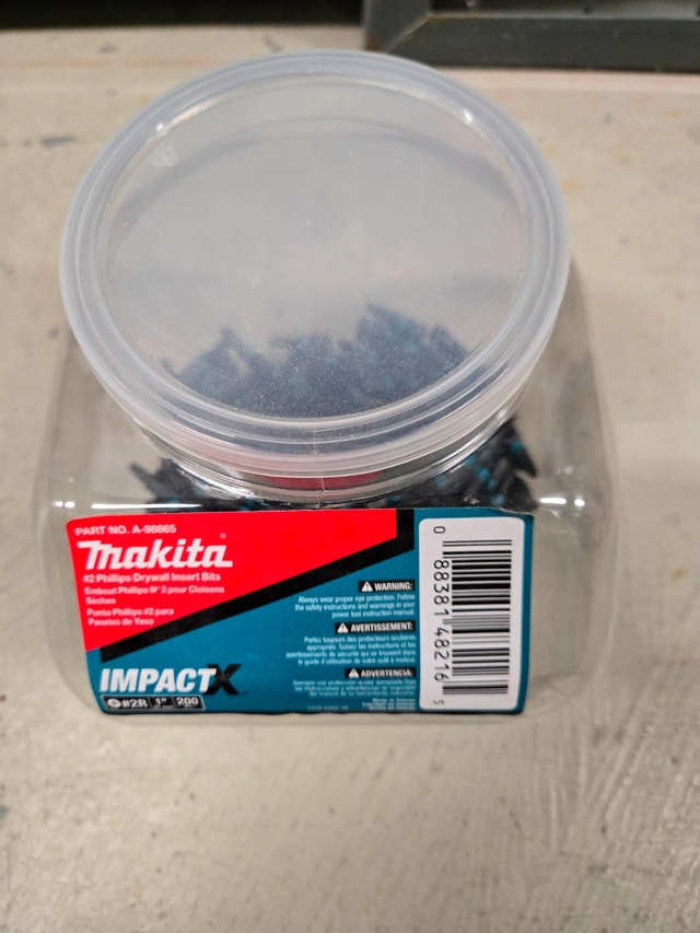 Makita ImpactX #2 Phillips 1-inch drywall insert bits