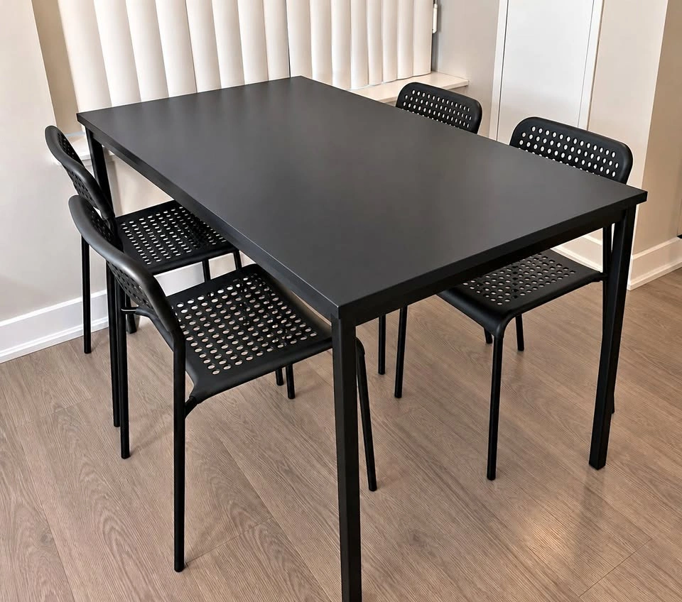 IKEA SANDSBERG Black Dining Table + 4 Chairs