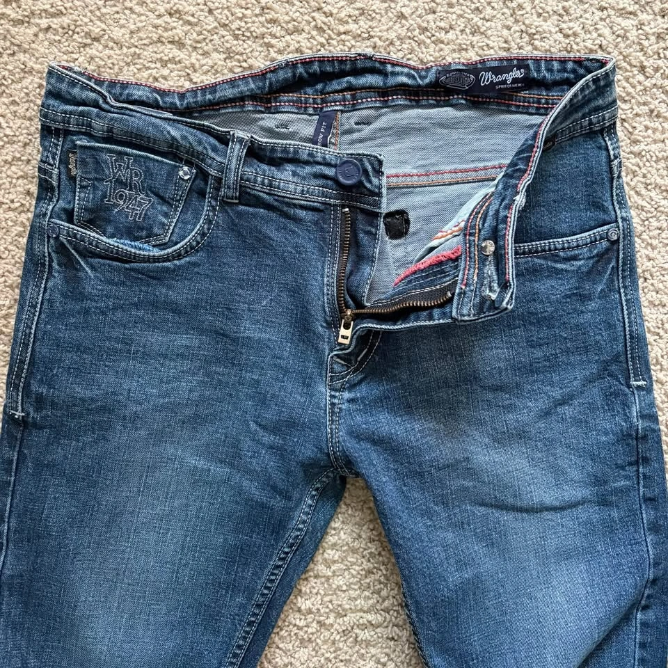 Wrangler Narrow Fit Blue Denim Jeans WR 1947 Slim Size 32 - photo 5