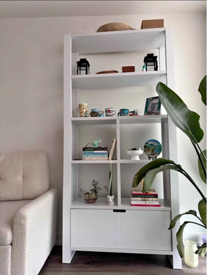 BRAND NEW - White Bookcase with Drawer & 6 Shelves