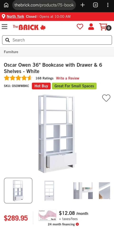 BRAND NEW - White Bookcase with Drawer & 6 Shelves - photo 2