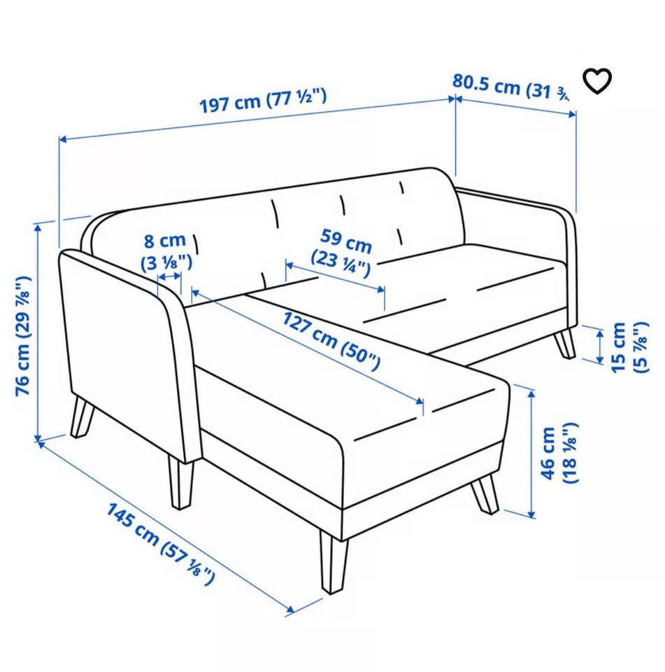 IKEA LINANÄS Sofa with Chaise Longue - photo 3