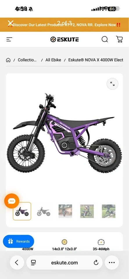 Eskute Nova X 4000W Electric Dirt Bike – Purple - photo 5