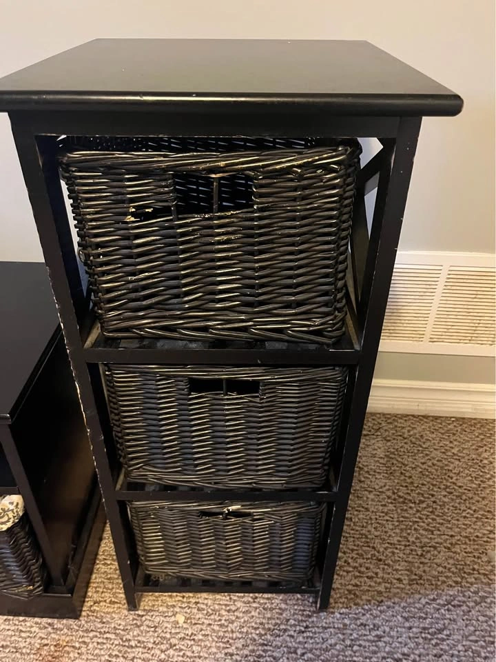 Black Storage Bench and Matching Wicker Basket Tower - photo 3